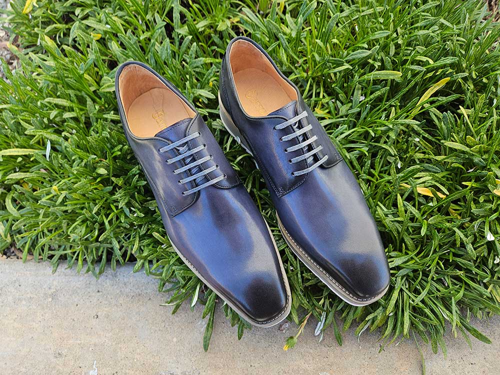 Burnished Lace-up Leather Derby - 7.5