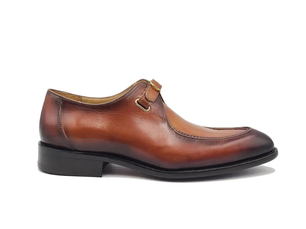 Burnished Moc Toe Single Monk Loafer - 7.5