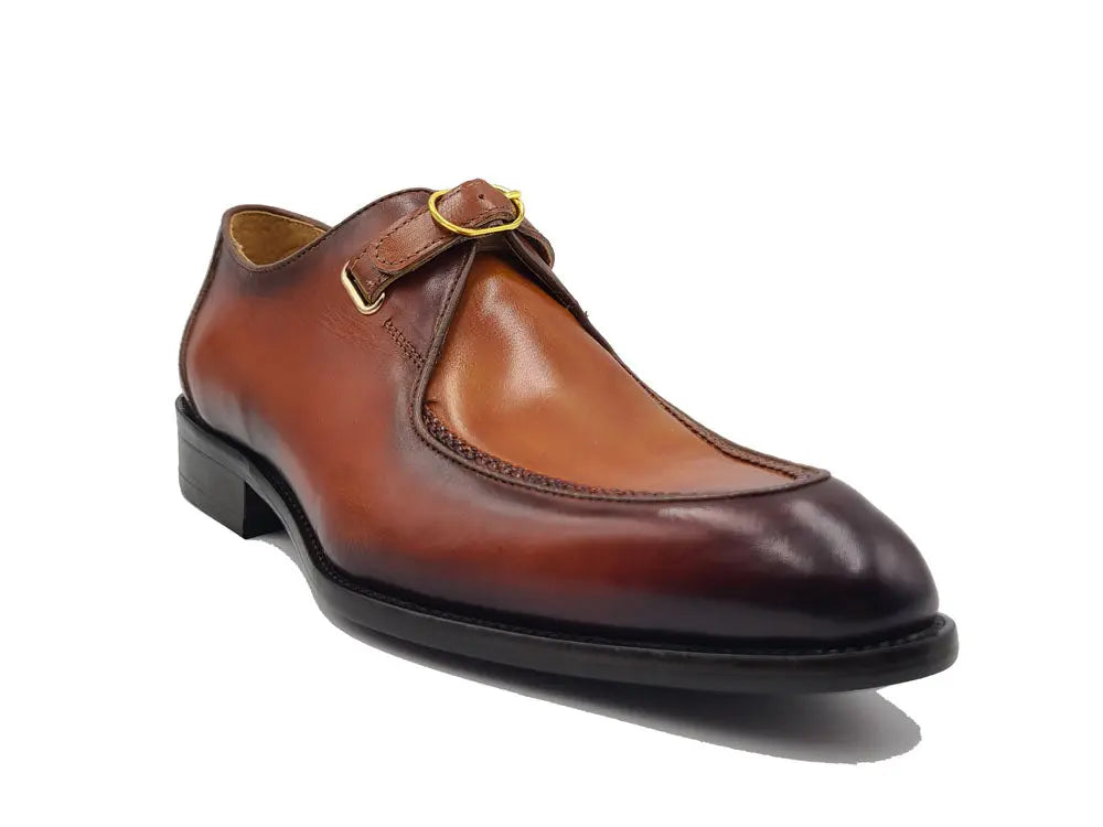 Carrucci Burnished Moc Toe Single Monk Loafer - 7.5