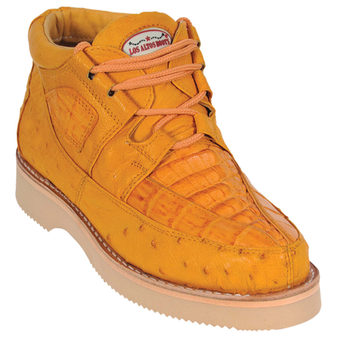 Los Altos Casual Buttercup Caiman & Ostrich Skin Sneakers - 8