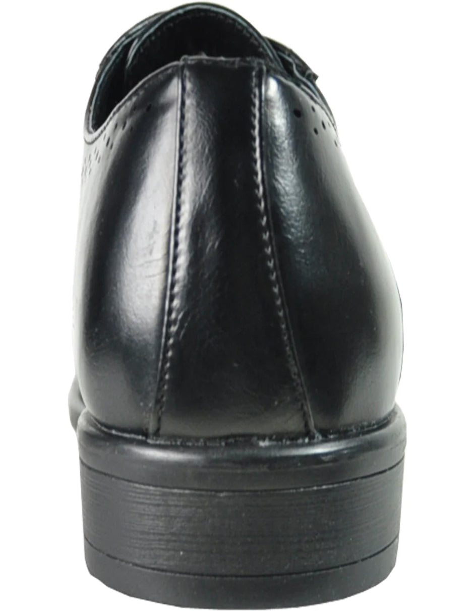 "Vintage 1920's Men's Wingtip Dress Shoe - Black Lace Up Style" - 6M