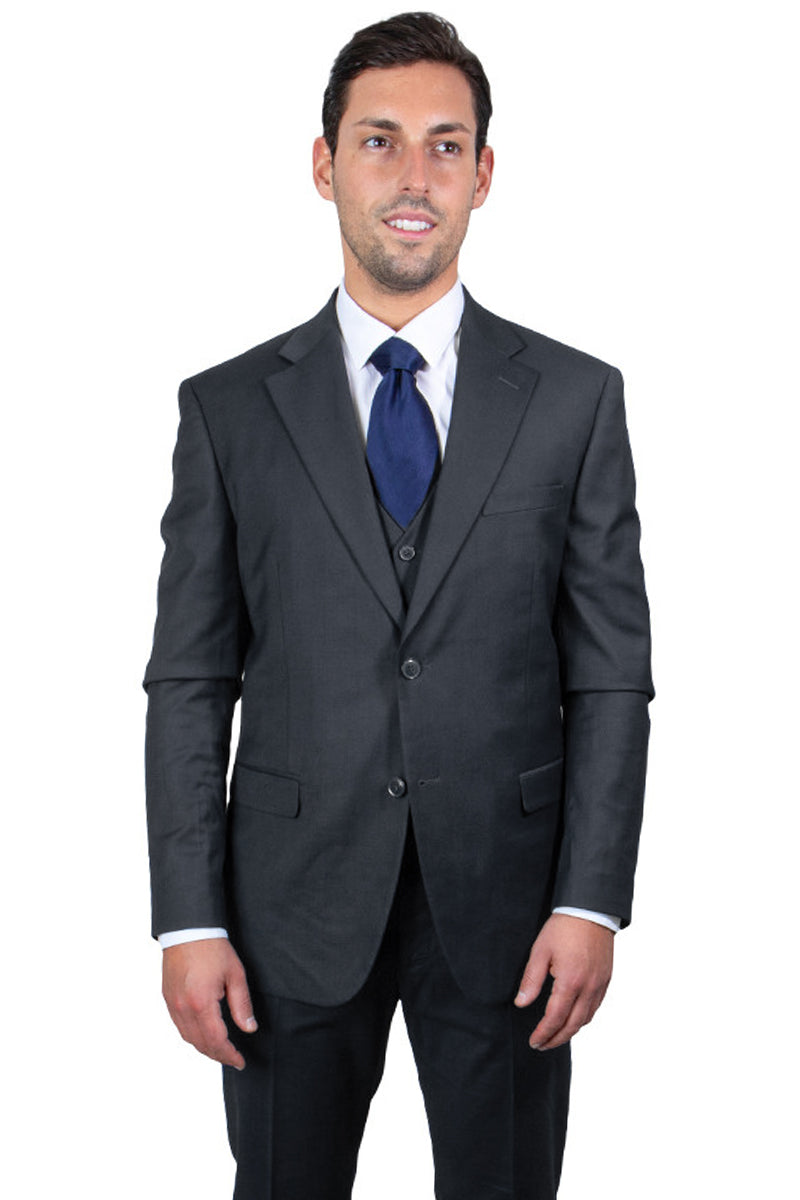 "Stacy Adams Men's Charcoal Grey Two Button Vested Suit"