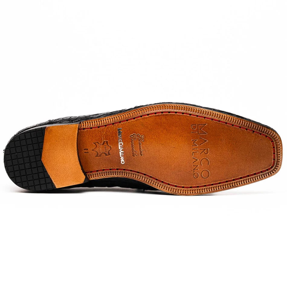 Marco Di Milano Leonardo Men's Shoes Black Genuine Caiman Crocodile Dress Derby Oxfords - 8