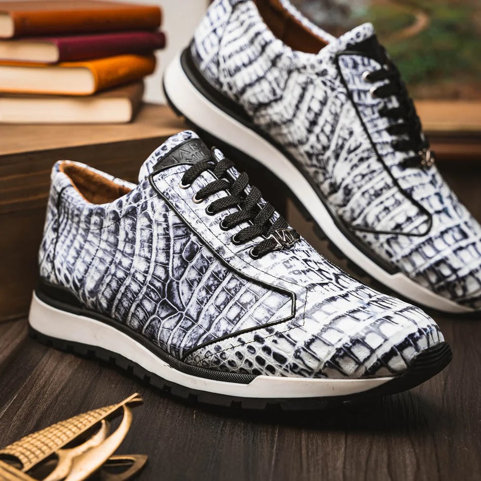 Marco Di Milano Alonzo Men's Shoes Genuine Caiman Crocodile Casual Sneakers - 8