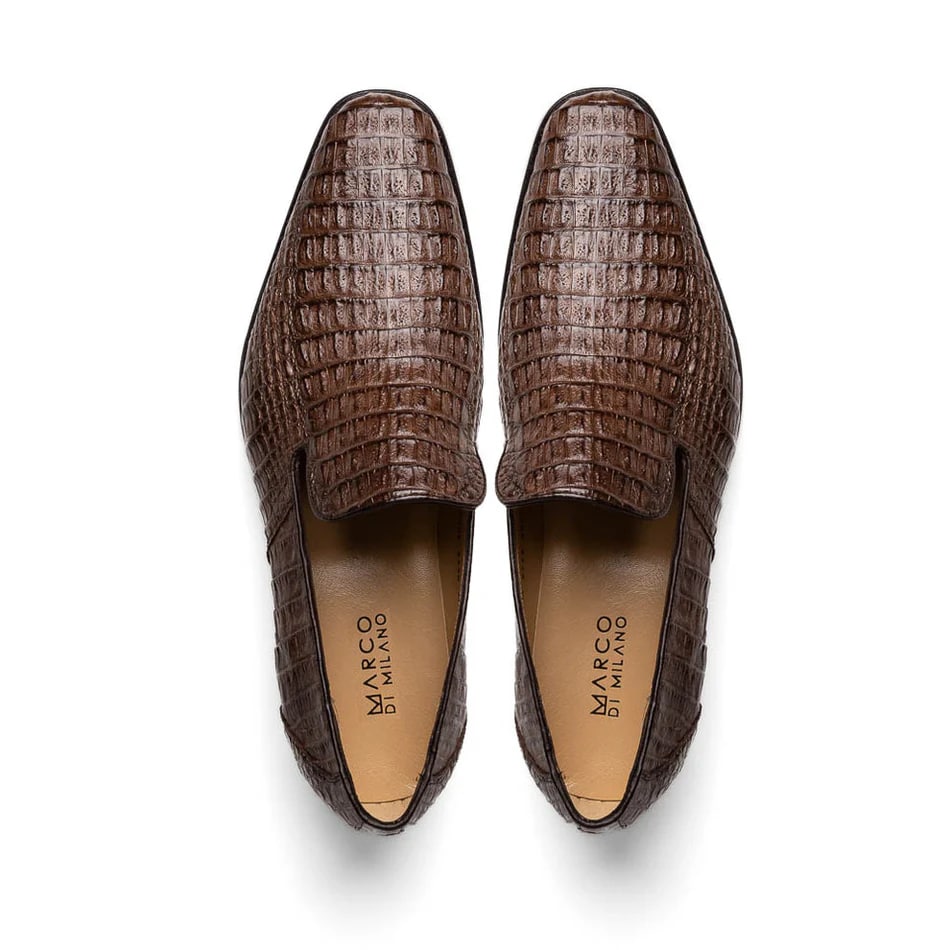 Marco Di Milano Trento Men's Shoes Genuine Caiman Crocodile Slip-on Loafers - 8