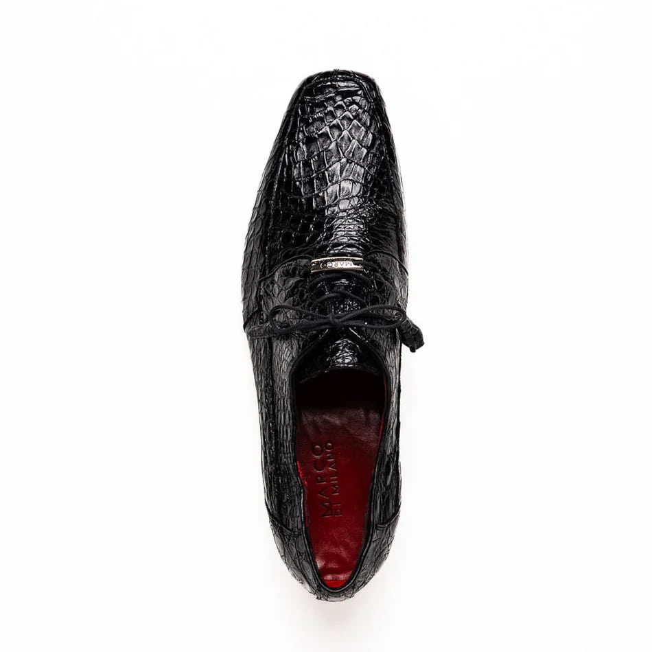 Marco Di Milano Leonardo Men's Shoes Black Genuine Caiman Crocodile Dress Derby Oxfords - 6