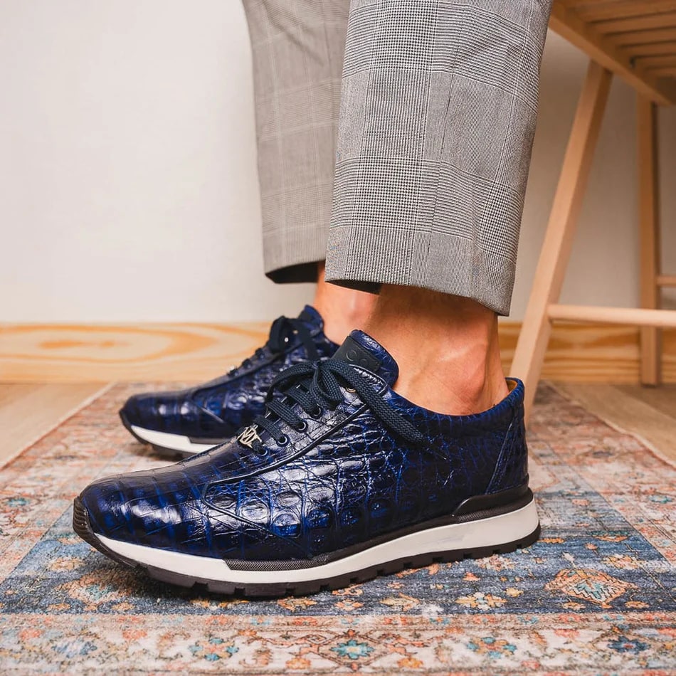 Marco Di Milano Alonzo Men's Shoes Genuine Caiman Crocodile Casual Sneakers - 8