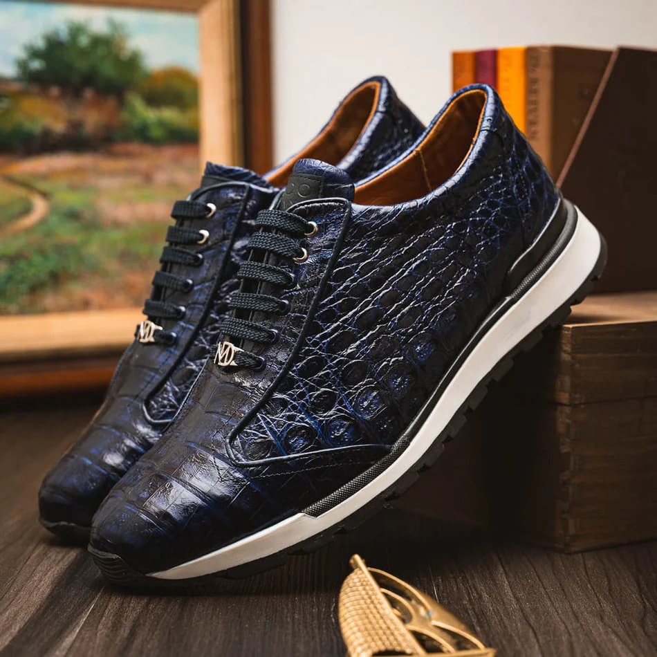 Marco Di Milano Alonzo Men's Shoes Genuine Caiman Crocodile Casual Sneakers - 8