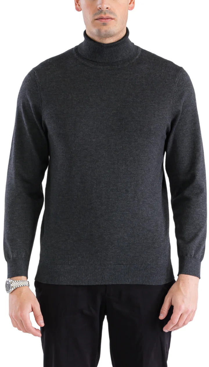 MENS CHARCOAL PULLOVER TURTLENECK SWEATER - SMALL