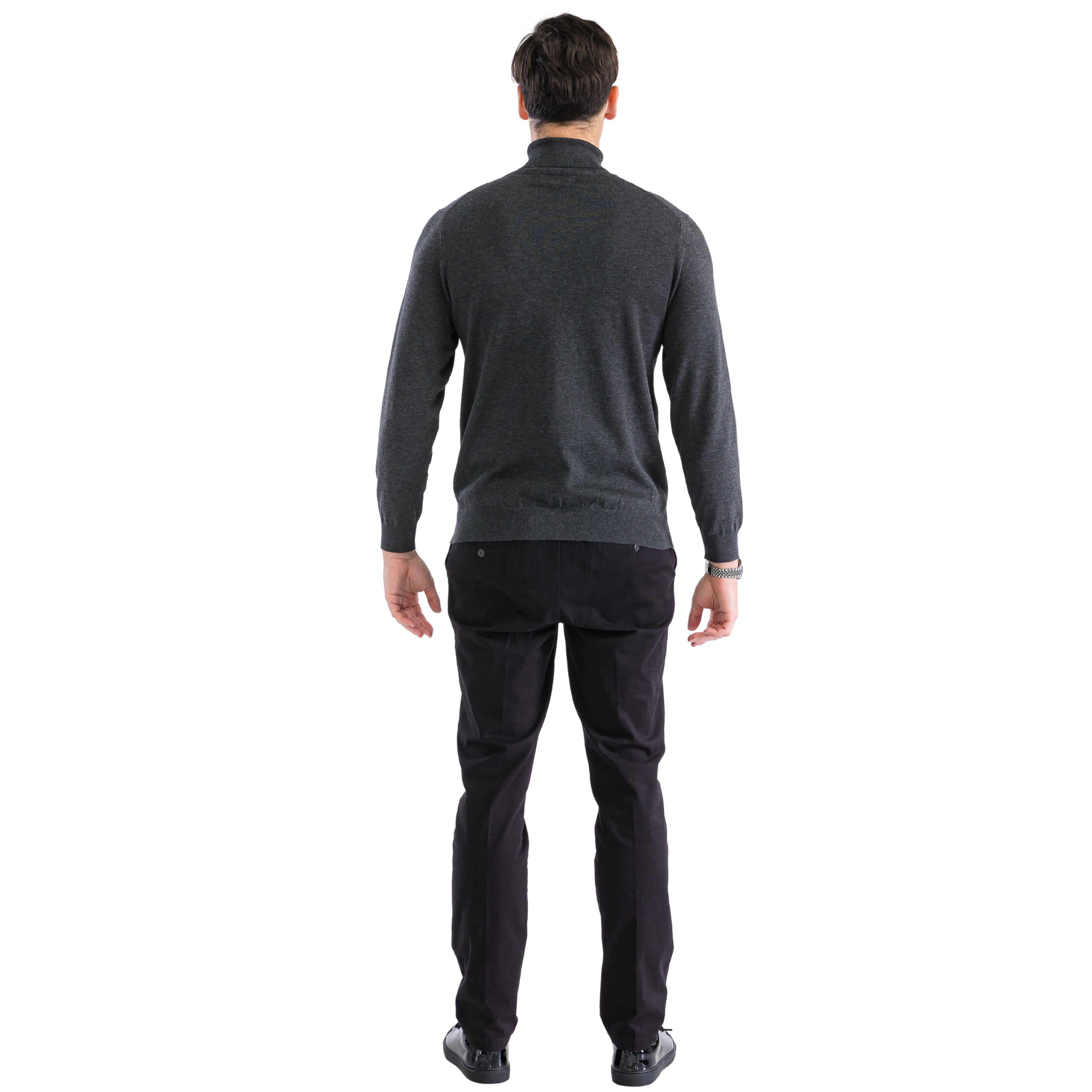 MENS CHARCOAL PULLOVER TURTLENECK SWEATER - SMALL