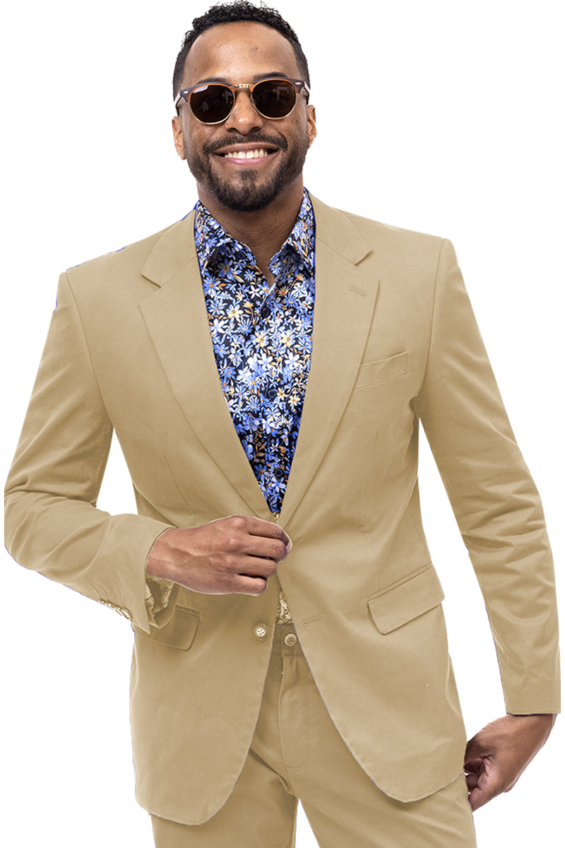 Men's Modern Fit Casual Summer Chino Blazer in Khaki