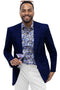 Men's Modern Fit Casual Summer Chino Blazer in Navy Blue