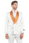 Paisley Smoking Jacket Tuxedo - Men's Slim Fit Double Breasted for Prom 2025 & Wedding, Ivory & Golden Rust