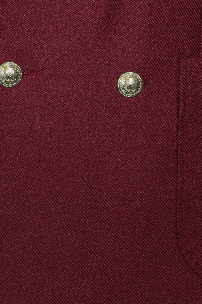 Mens Burgundy Slim Fit Blazer Sharp Double Breasted Design