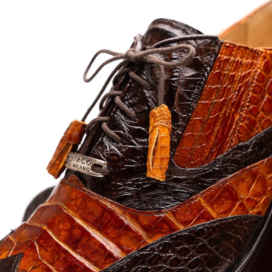 Marco Di Milano Luciano Men's Shoes Exotic Crocodile Classic Wingtip Dress Derby Oxfords - 8