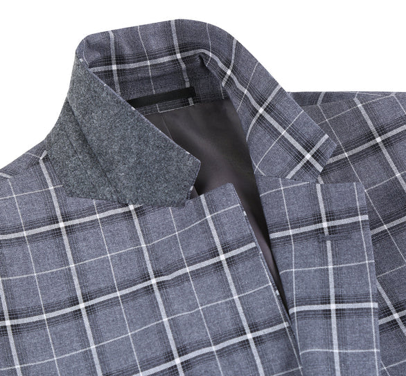 Renoir Clothing - Renoir Suit - Renoir Fashion - Stretch Performance 2-button Classic Fit Grey and White Check Renoir Suit - Coat Size 38