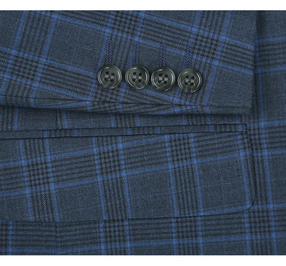 Renoir Clothing - Renoir Suit - Renoir Fashion - Stretch Performance 2-button Classic Fit Blue And Navy Check Renoir Suit