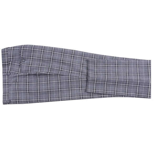 Renoir Clothing - Renoir Suit - Renoir Fashion - Stretch Performance 2-button Classic Fit Grey and White Check Renoir Suit - Coat Size 38