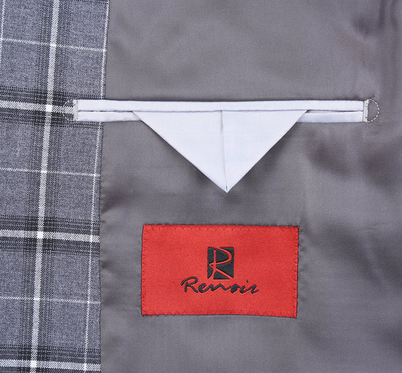 Renoir Clothing - Renoir Suit - Renoir Fashion - Stretch Performance 2-button Classic Fit Grey and White Check Renoir Suit