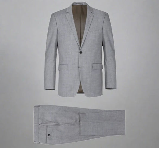 Renoir Clothing - Renoir Suit - Renoir Fashion - Super 140s Wool Two Button Classic Fit Fit Grey Renoir Suit