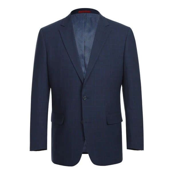 Renoir Clothing - Renoir Suit - Renoir Fashion - Stretch Performance 2-button Classic Fit Navy Check Renoir Suit blue - Coat Size 38