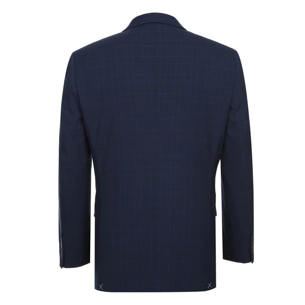 Renoir Clothing - Renoir Suit - Renoir Fashion - Stretch Performance 2-button Classic Fit Navy Check Renoir Suit blue - Coat Size 38