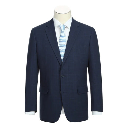 Renoir Clothing - Renoir Suit - Renoir Fashion - Stretch Performance 2-button Classic Fit Navy Check Renoir Suit blue