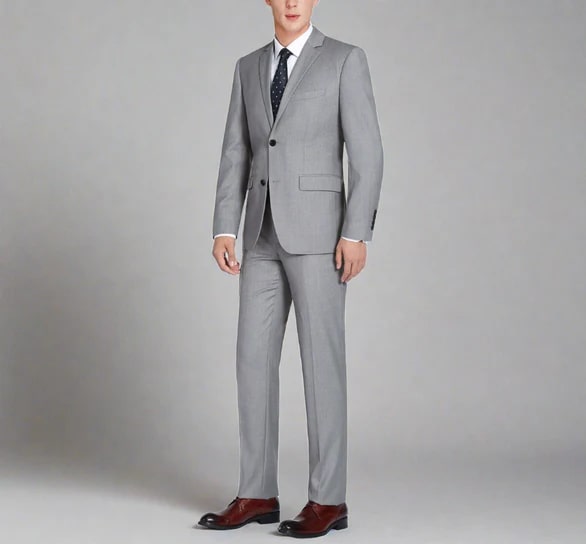 Renoir Clothing - Renoir Suit - Renoir Fashion - Super 140s Wool Two Button Classic Fit Fit Grey Renoir Suit