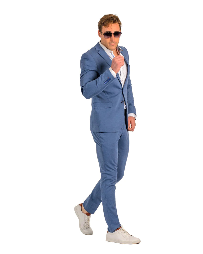Stretch Fabric - "M.Blue" Light Weight Suit - Slim Fitted Suit "Style #"