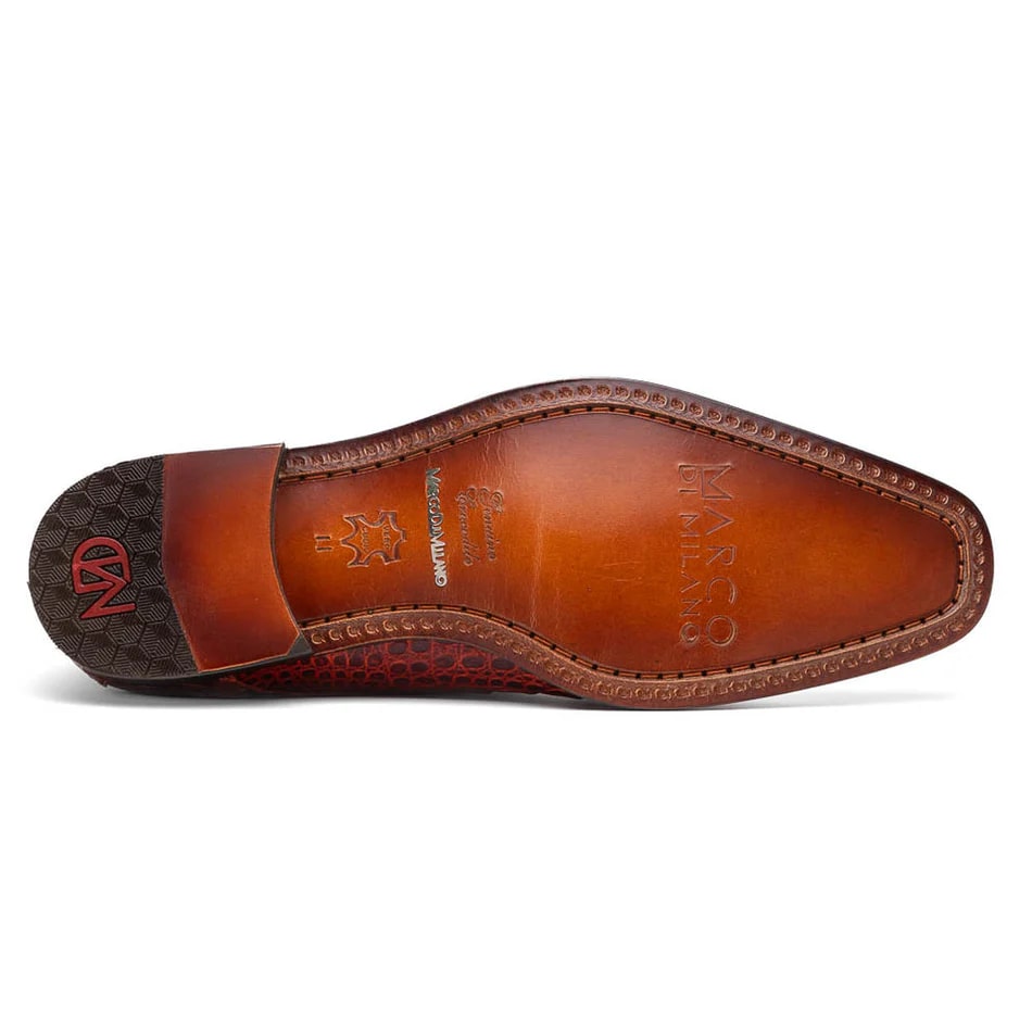 Marco Di Milano Rovigo Men's Shoes Rustic Cognac Genuine Caiman Crocodile Dress Monk Strap Loafers - 6