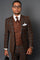 Men's Modern Fit Wool Suit with Double Breasted Vest in Copper Plaid