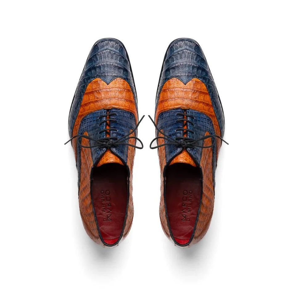 Marco Di Milano Luciano Men's Shoes Exotic Crocodile Classic Wingtip Dress Derby Oxfords - 8