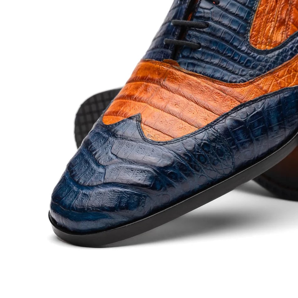 Marco Di Milano Luciano Men's Shoes Exotic Crocodile Classic Wingtip Dress Derby Oxfords - 8