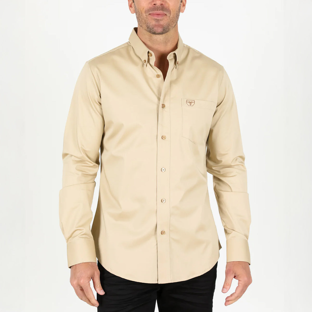 Mens Platini Single Pocket Modern Fit Shirts - Khaki