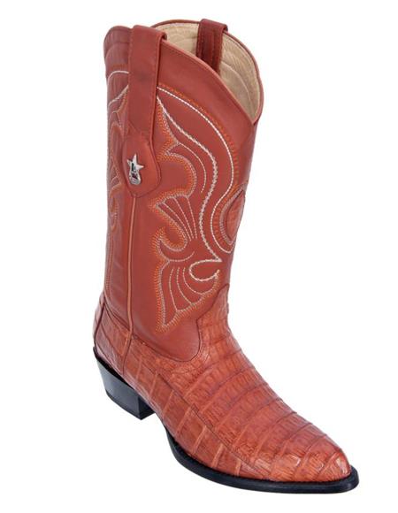Los Altos Boots Caiman Belly Cognac Cowboy Boots J-Toe - 6.0 Standard / D / Medium