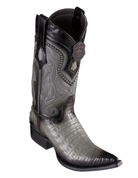 Los Altos Boots Caiman Belly Faded Grey Pointed Toe Cowboy Boots - 6.0 Standard / D / Medium