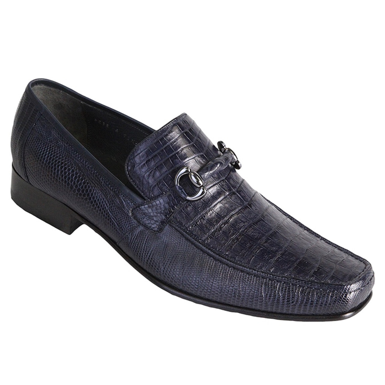 Los Altos Navy Genuine Caiman Belly & Lizard Loafer - 8