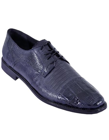 Men's Los Altos Boots Navy Genuine Teju Lizard And Caiman Oxford - US 8.0 Standard/D/ Medium / Eu:41-42