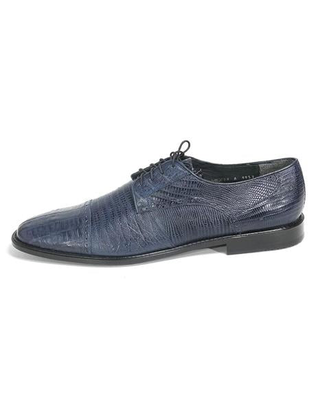 Men's Los Altos Boots Navy Genuine Teju Lizard And Caiman Oxford - US 8.0 Standard/D/ Medium / Eu:41-42