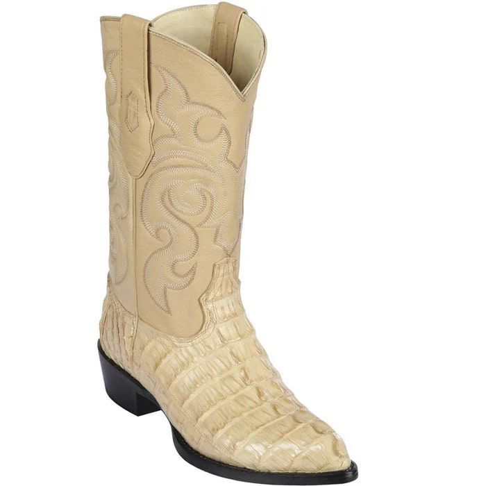J Toe Cowboy Boots - J Toe Western Boots - Los Altos Boots - Mens Dress Cowboy Boot - Low Priced Caiman Tail Cowboy Boots J-Toe - in  Oryx - 6