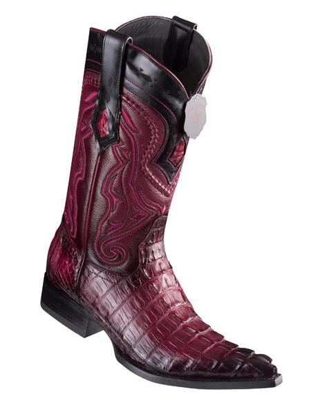 Los Altos Boots Caiman Tail Faded Burgundy Pointed Toe Cowboy Boots - 6.0 Standard / D / Medium