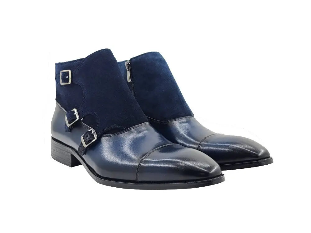 Carrucci Calf & Suede Three Buckles Monk Chukka Boot - 9.5