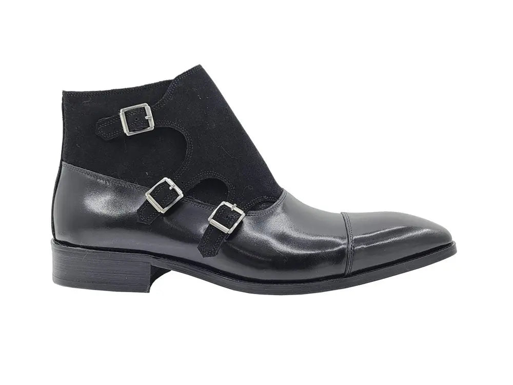 Carrucci Calf & Suede Three Buckles Monk Chukka Boot - 9.5