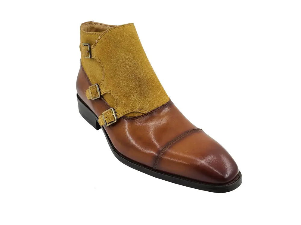Carrucci Calf & Suede Three Buckles Monk Chukka Boot - 9.5