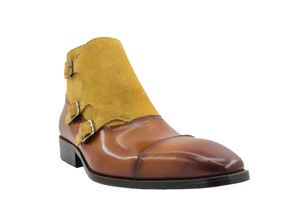 Carrucci Calf & Suede Three Buckles Monk Chukka Boot - 9.5