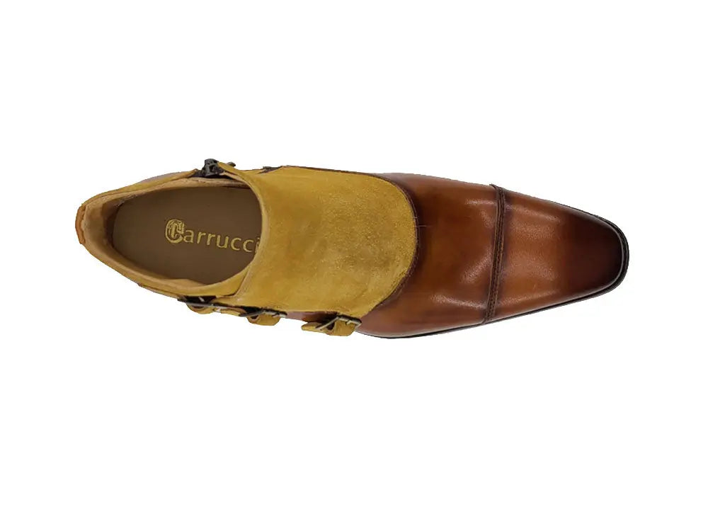 Carrucci Calf & Suede Three Buckles Monk Chukka Boot - 9.5