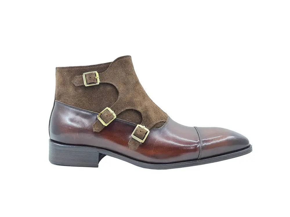 Carrucci Calf & Suede Three Buckles Monk Chukka Boot - 9.5