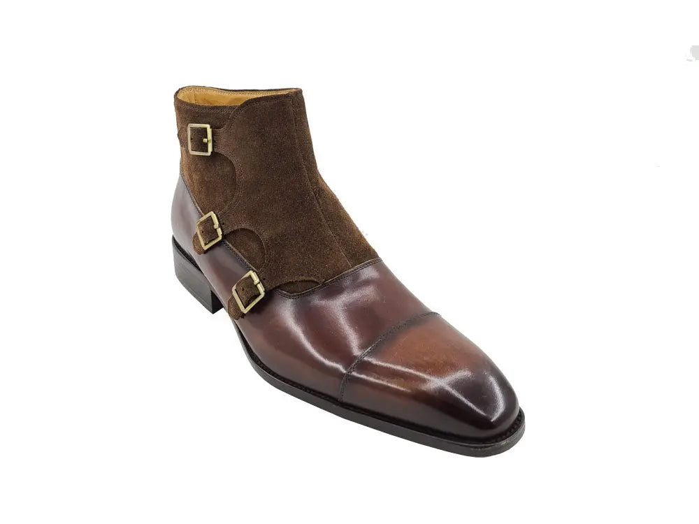 Carrucci Calf & Suede Three Buckles Monk Chukka Boot - 9.5