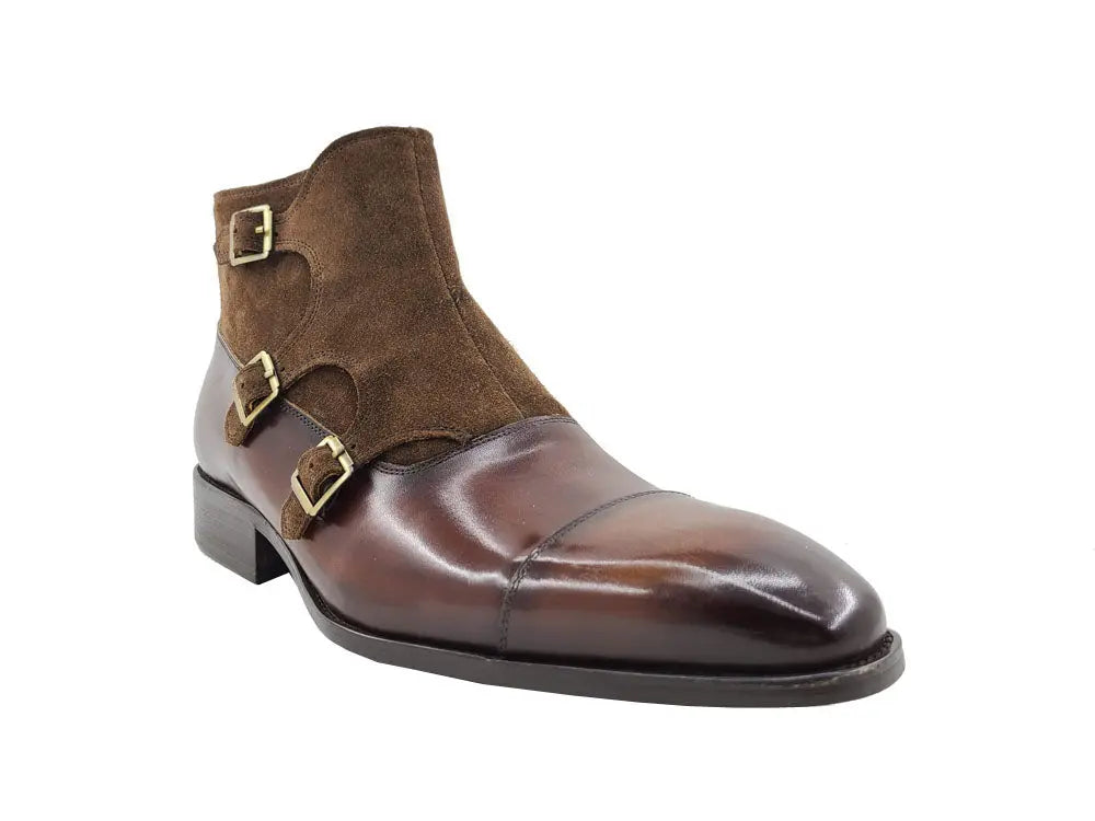 Carrucci Calf & Suede Three Buckles Monk Chukka Boot - 9.5