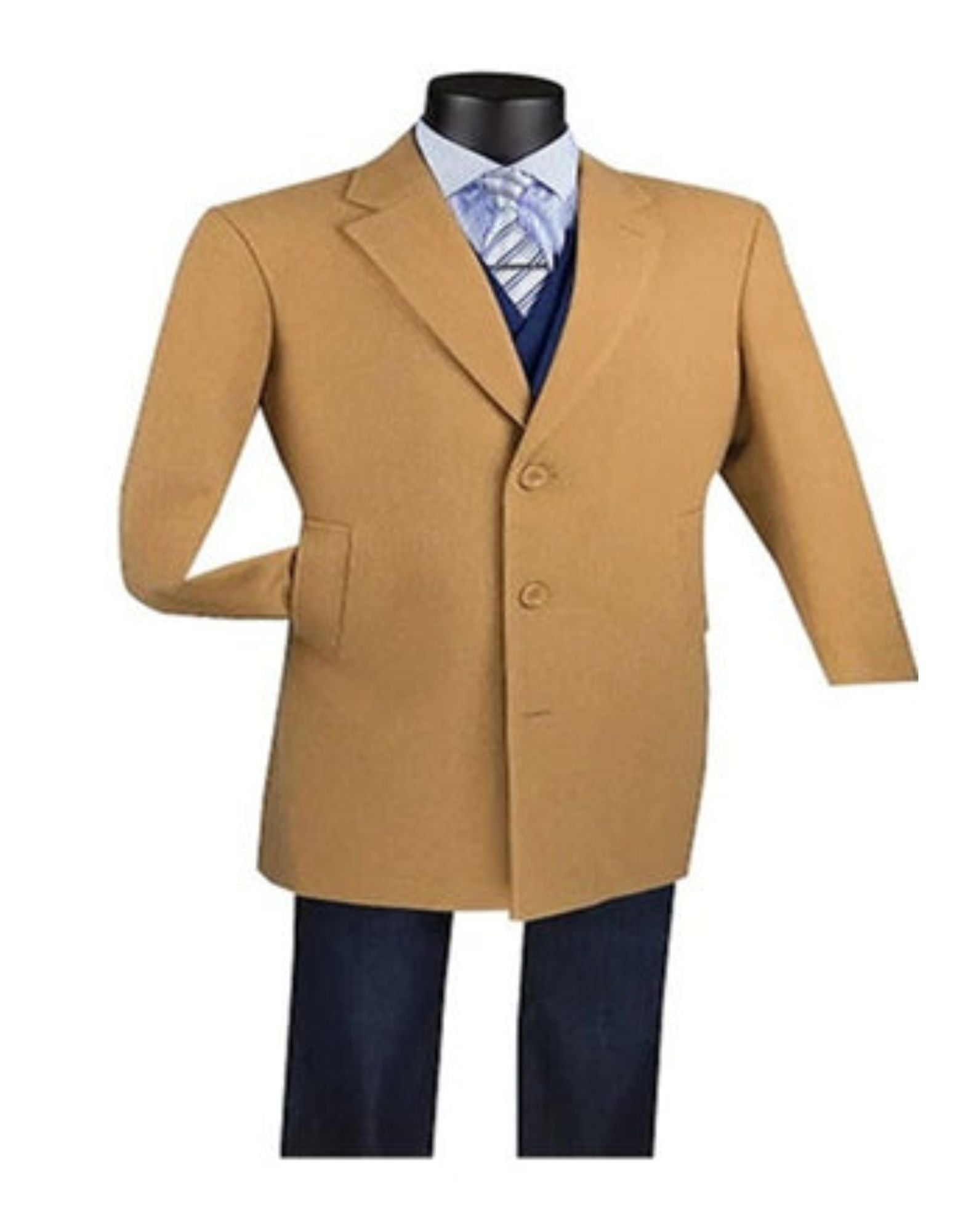 "Wool & Cashmere Men's Overcoat - Full Length in Camel" - Camel